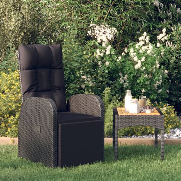 vidaXL Armchair Black PE Rattan, Powder-Coated Steel, Polyester One size