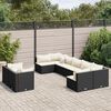 vidaXL Patio Sofa Set Set of 9 Black Poly Rattan 9 Piece Modular