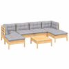 vidaXL Garden Lounge Set Grey Solid pine wood, 100% polyester Large