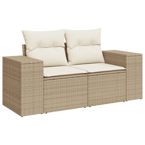 vidaXL Garden Sofa Set Beige PE Rattan Large Modular Garden Sofa Set