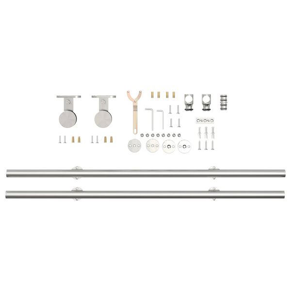 vidaXL Sliding Door Hardware Kit 78.7 " Stainless Steel Silver