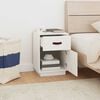vidaXL Bedside Cabinet White Solid pine wood, faux leather Compact