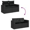 vidaXL Outdoor Sofa Set Black PE rattan, powder-coated steel, tempered glass