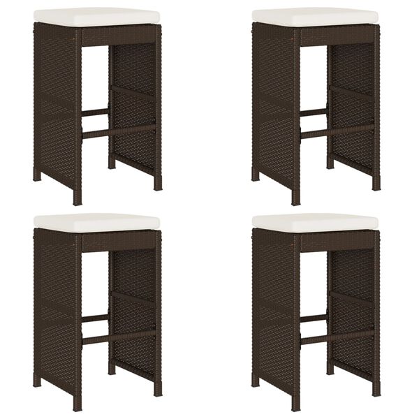 vidaXL Garden Bar Stool Set of 4 Brown, Cream white