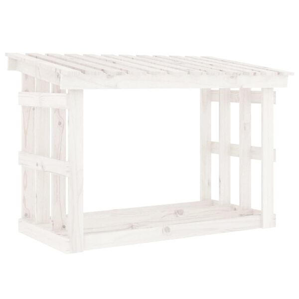 vidaXL Firewood Rack White 42.5x25.4x30.3" Solid Wood Pine
