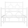 vidaXL Bed Frame White Steel 31.5 x 79 in Bed Frame Rectangular