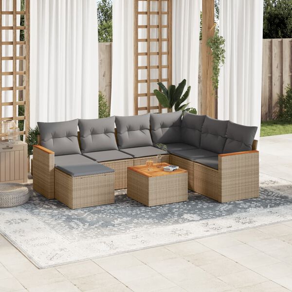 vidaXL Garden Sofa Set Beige, Light grey