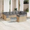 vidaXL Garden Sofa Set Beige Poly Rattan 12 Piece Set Adjustable Feet