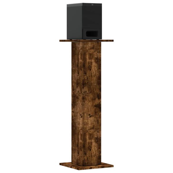 vidaXL Speaker Stands 2 pcs Smoked Oak 11.8x11.8x37.4" Engineered Wood