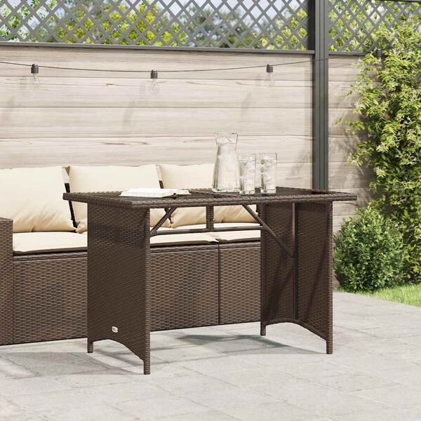 vidaXL Garden Table Brown PE Rattan 43.3 x 26.8 in