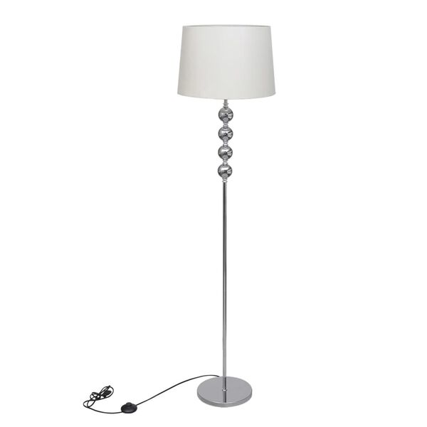 vidaXL Floor Lamp White and Chrome Polyester and Chrome Standard