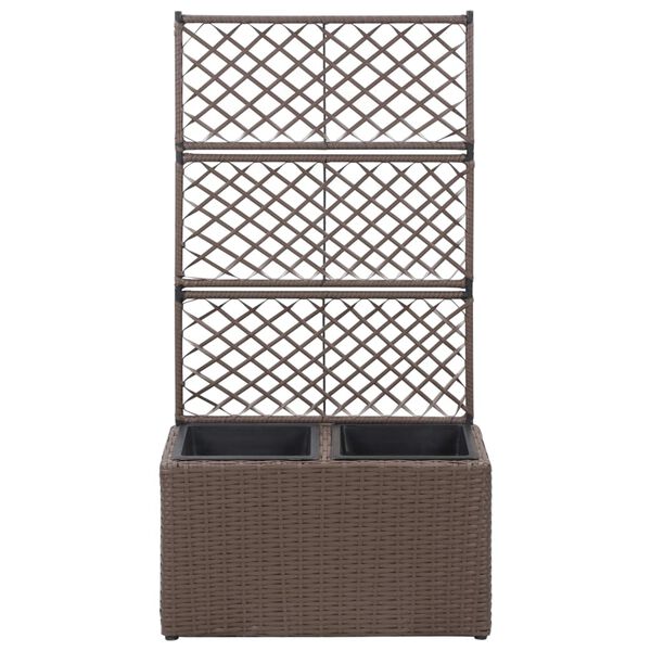 vidaXL Raised Bed Brown Poly Rattan, Plastic 22.8 x 11.8 x 42.1 in