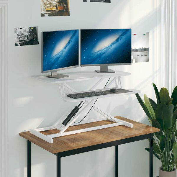 vidaXL Adjustable Workstation White Steel, Engineered wood Standard