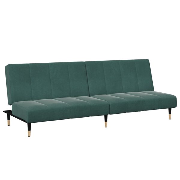 vidaXL Sofa Bed Dark Green Velvet (100% polyester), wood, metal Two-seater