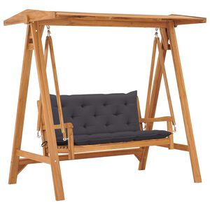vidaXL Swing Bench with Anthracite Cushion 66.9" Solid Teak Wood