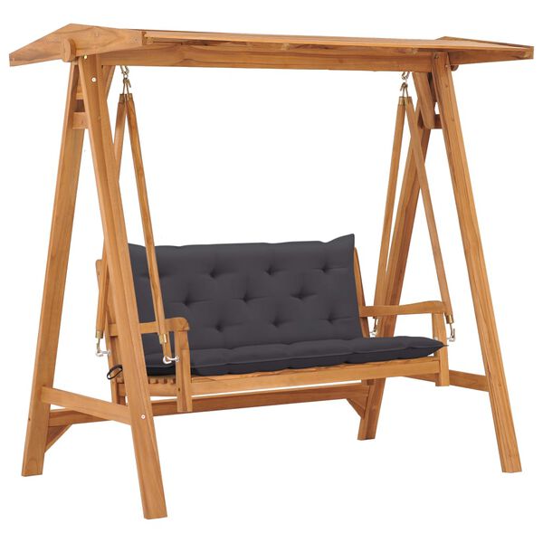 vidaXL Swing Bench with Anthracite Cushion 66.9" Solid Teak Wood