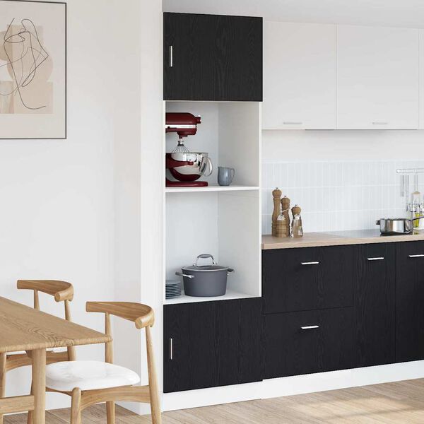 vidaXL Hanging Cabinet Riga Black Oak 23.62 x 22.44 x 81.50 in