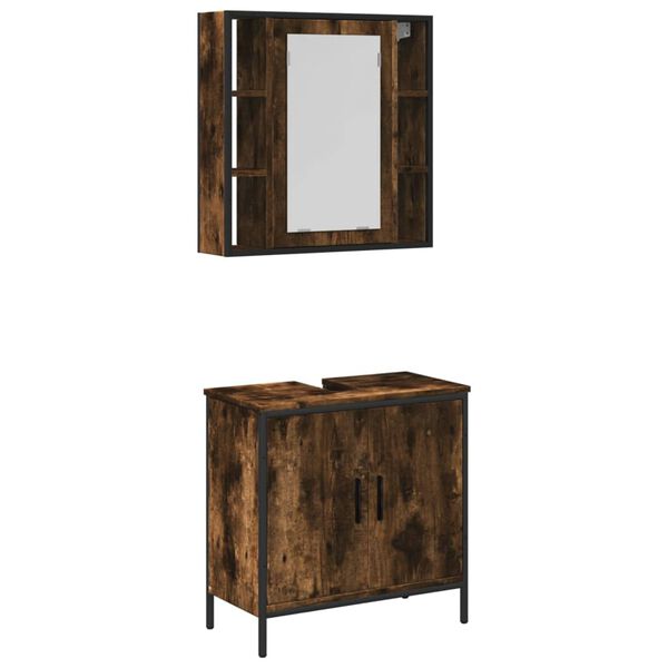 vidaXL Bathroom Furniture Set Smoked Oak