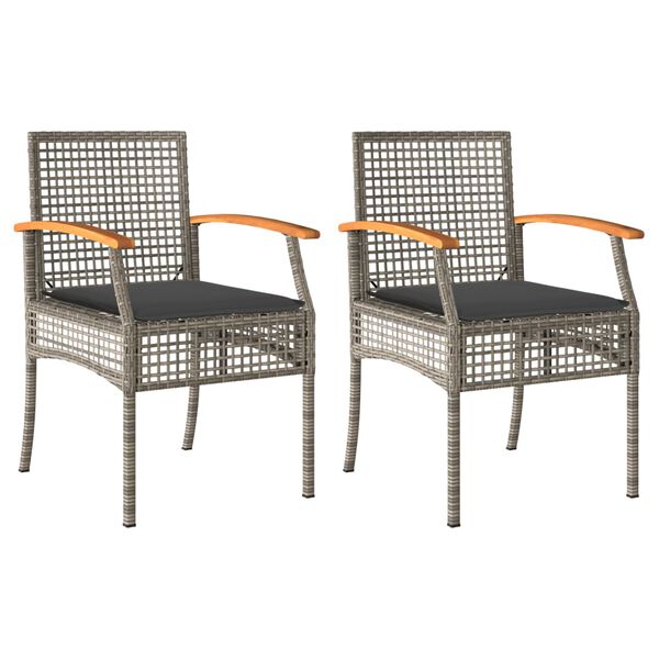vidaXL Garden Chair Set of 2 Grey and Brown PE rattan Medium