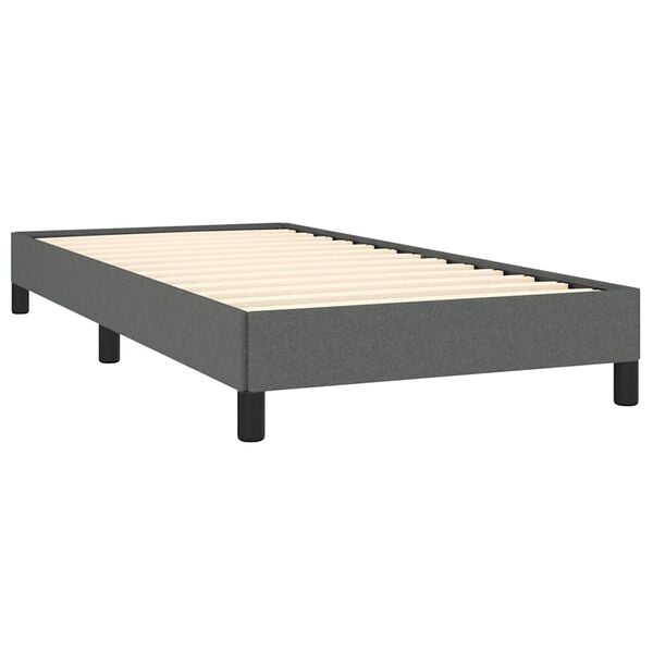 vidaXL Bed Frame Dark Gray Polyester, Plywood, Engineered Wood Twin XL