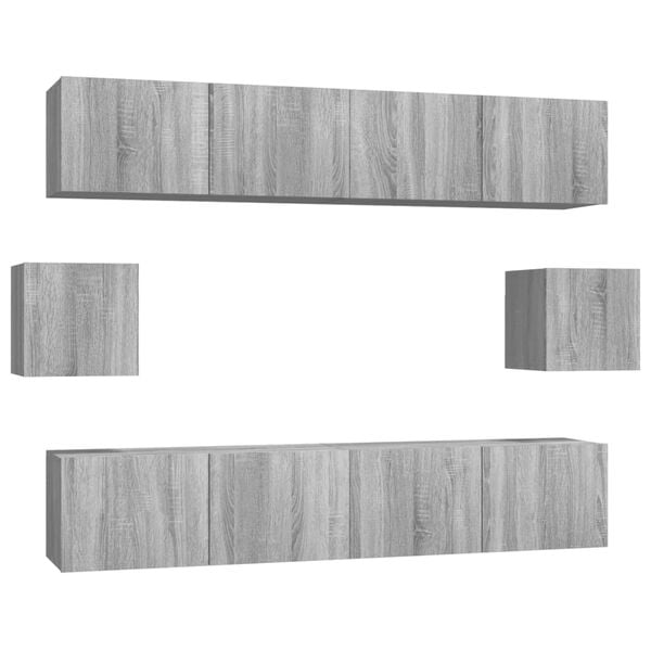 vidaXL TV Cabinet Set Set of 6 Gray Sonoma Engineered Wood 6 Piece Set