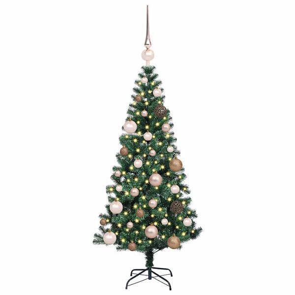 vidaXL Artificial Pre-lit Christmas Tree Green 47.2" PVC and Metal