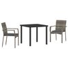 vidaXL Garden Dining Set with Cushion 3 pcs Grey Poly Rattan
