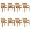 vidaXL Garden Chair Set of 8 Teak Fine sanded teak hardwood Medium