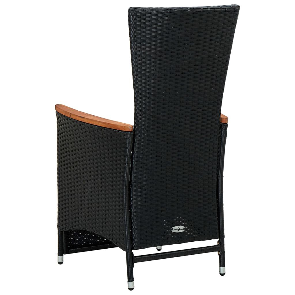 vidaXL Outdoor Dining Set Black PE rattan Large Adjustable Footrests