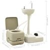 vidaXL Portable Camping Toilet 2.6+2.6 gal and Handwash Stand 5.3 gal Set Gray