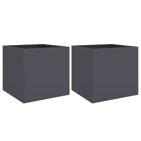 vidaXL Planter Set of 2 Anthracite Cold-rolled steel Medium Planters
