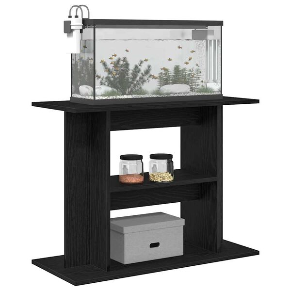vidaXL Aquarium Stand Black Oak Engineered wood Medium Aquarium Stand