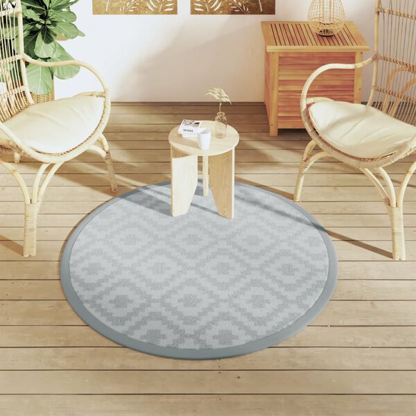 vidaXL Outdoor Carpet Grey and Black Polypropylene (PP) &Oslash;47.2 in