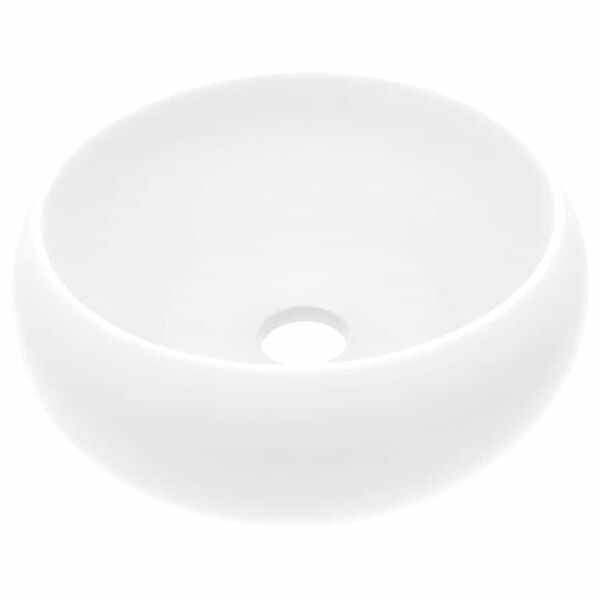 vidaXL Luxury Wash Basin Round Matt White 15.7x5.9" Ceramic