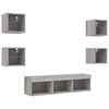 vidaXL TV Wall Unit Set of 7 Grey Sonoma Engineered wood, glass Large