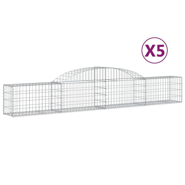 vidaXL Gabion Basket Set of 5 Silver Galvanized Steel Large