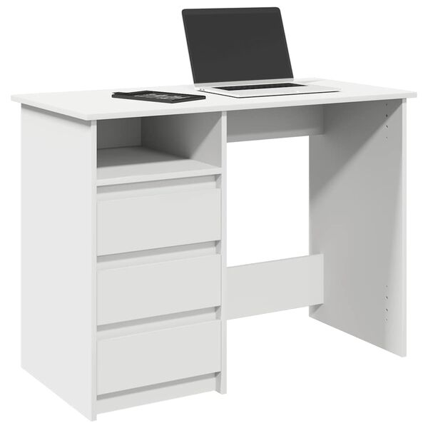 vidaXL Desk White Engineered wood Large Desk Rectangular Modern