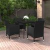 vidaXL Garden Dining Set Black PE rattan, steel, glass Garden Dining Set