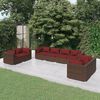 vidaXL Garden Lounge Set Brown PE rattan, powder-coated steel, plastic