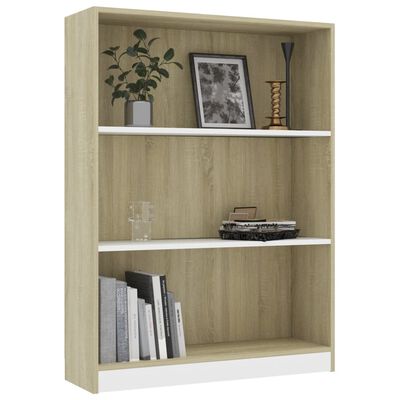 vidaXL Bookshelf White and Sonoma Oak 31.5"x9.4"x42.5" Chipboard