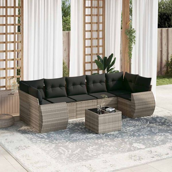 vidaXL Garden Sofa Set Light Grey PE rattan Large Modular
