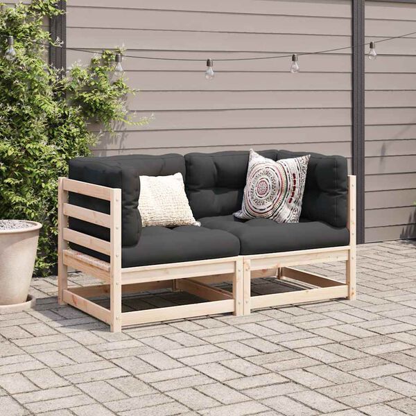 vidaXL Garden Sofa Set Natural Pine Solid Pine Wood Medium Modular