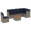 vidaXL 7 Piece Patio Sofa Set with Cushions Gray Poly Rattan