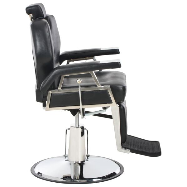 vidaXL Barber Chair Black Faux Leather, Metal Medium