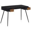 vidaXL Desk Black, Natural Wood Solid Reclaimed Teak, Iron