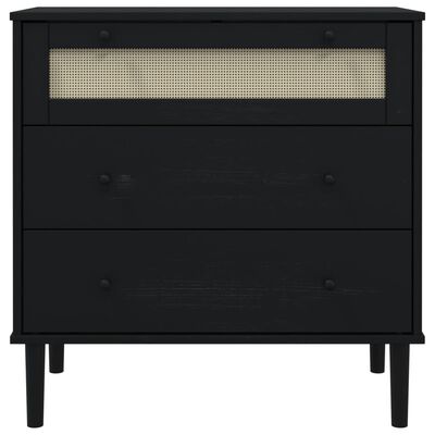 vidaXL Drawer Cabinet SENJA Rattan Look Black 31.5"x15.7"x31.5" Solid Wood Pine