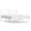 vidaXL Bed Frame White Powder-Coated Steel Full Bed Frame Rectangular