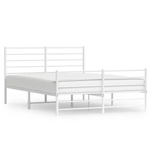 vidaXL Bed Frame White Powder-Coated Steel Full Bed Frame Rectangular