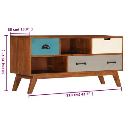 vidaXL TV Cabinet with 3 Drawers 43.3"x13.7"x19.6" Solid Acacia Wood