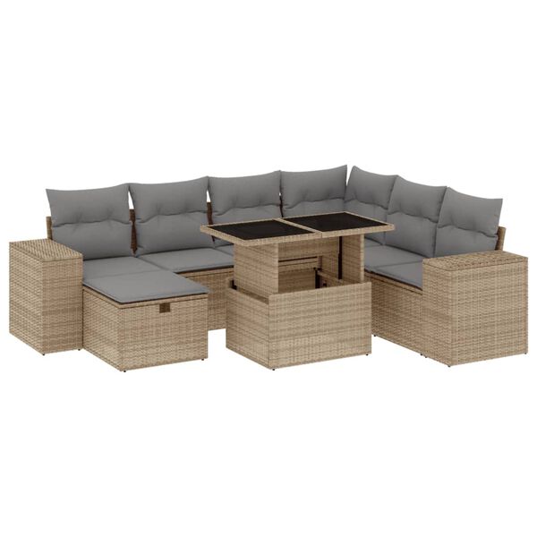 vidaXL Garden Sofa Set Beige, Light Grey